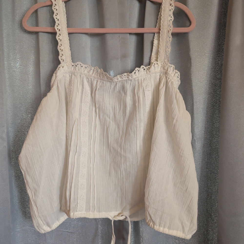 Celebrity Pink Ivory Lace Trim Tank Top